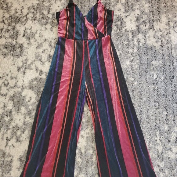 Speechless Velvet Striped Jumpsuit  EUC - Picture 6 of 14